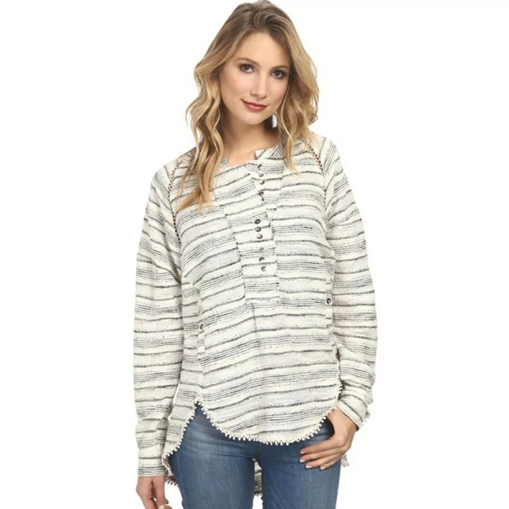 Free People Tweed Hideaway Henley Top